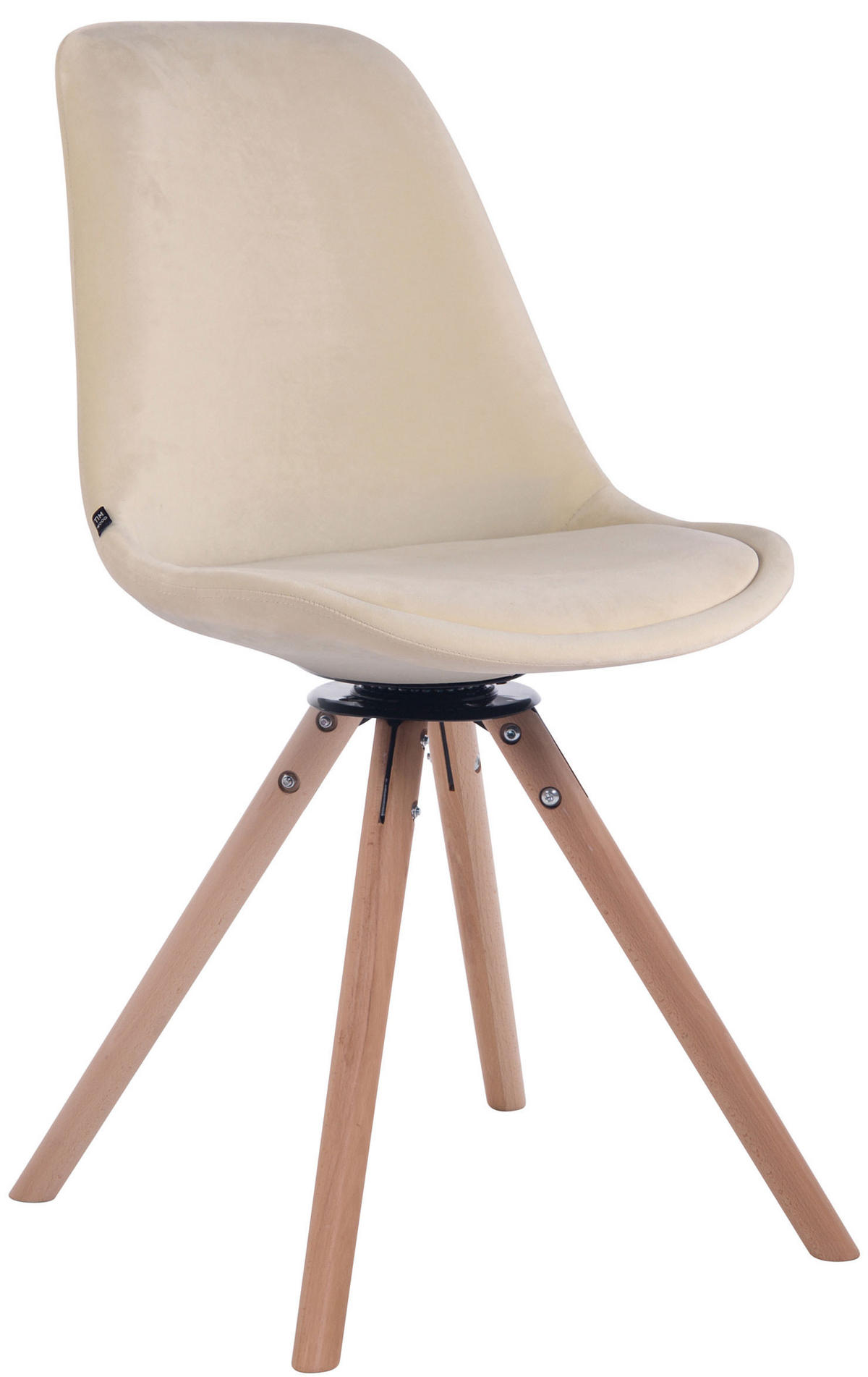 ESSZIMMERSTUHL Troll Samt, Gestell Buchenholz Rund Natura Creme - Naturfarben, Holz/Buchenholz (48/84/56cm) - TPFLiving
