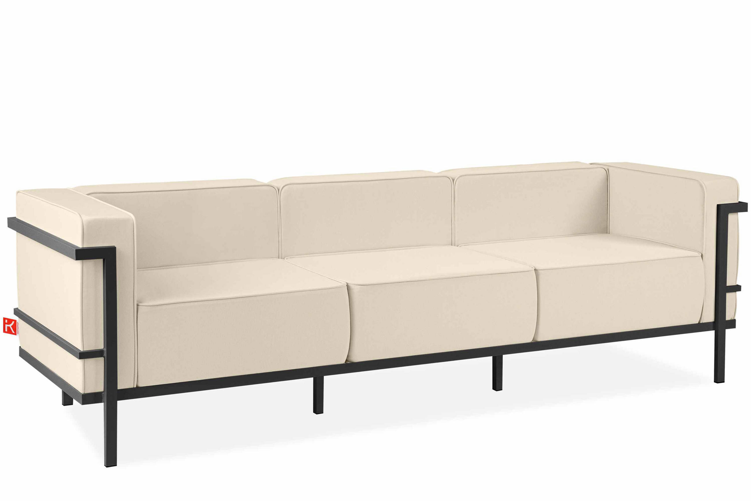 GARTENSOFA TRIGLO 3-Personen, Stahlrahmen, Modern, Dunkelgrau/Cremeweiß - Dunkelgrau/Creme, Textil/Metall (229/70/69cm) - KONSIMO®