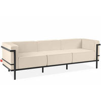 GARTENSOFA TRIGLO 3-Personen, Stahlrahmen, Modern, Dunkelgrau/Cremeweiß - Dunkelgrau/Creme, Textil/Metall (229/70/69cm) - KONSIMO®