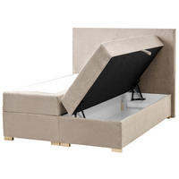 BOX POSTELJA s prostorom za shranjevanje 120/200 blago sivo rjava Major - sivorjava, tekstil (120/200cm) - Beliani