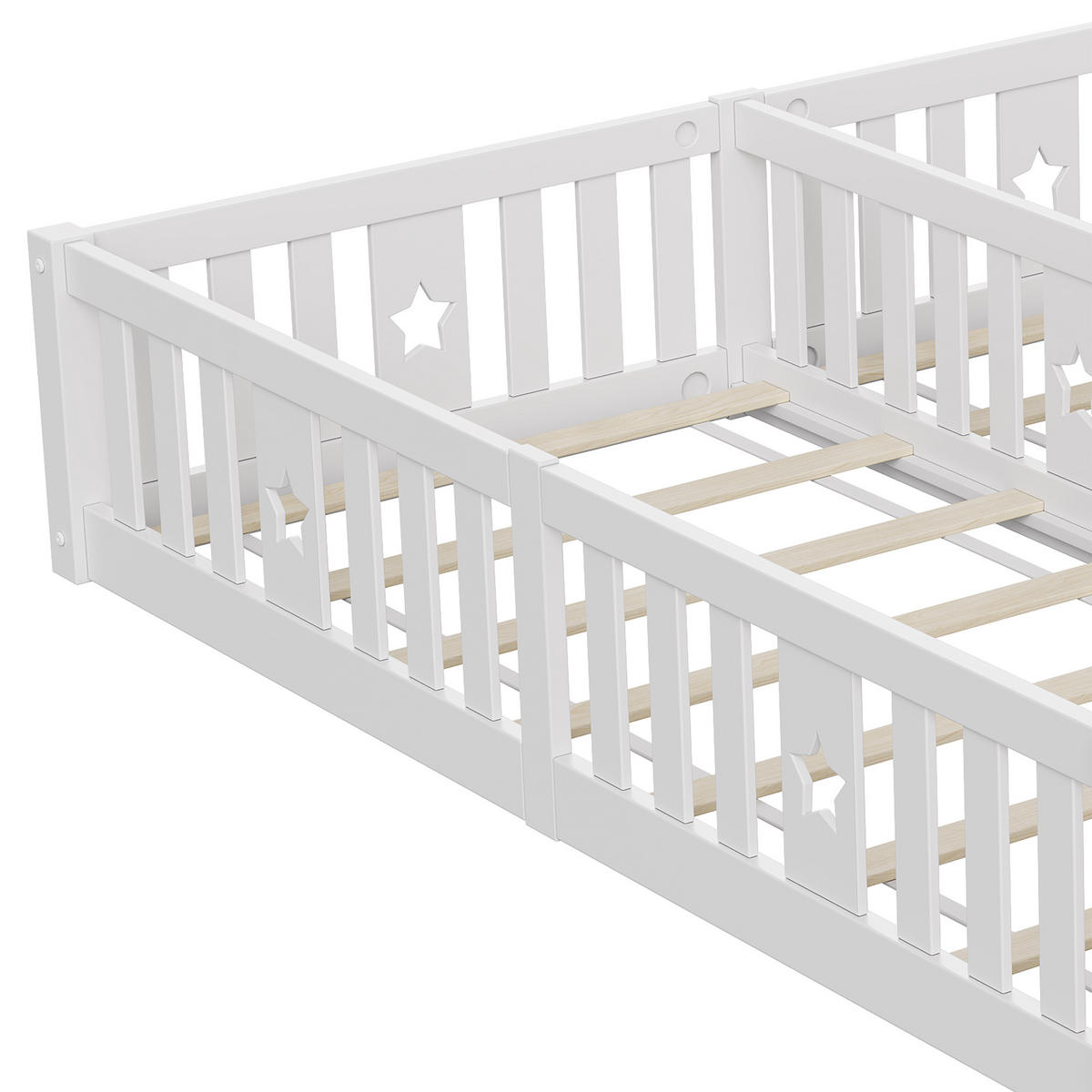 POLSTERBETT 90x200cm grau Massivholz, Sicherheitsgitter, niedriger Rahmen - Grau, Holz