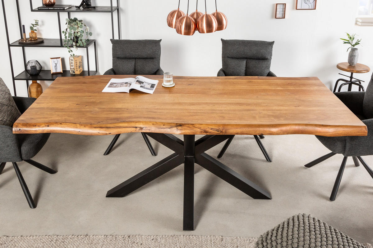 ESSTISCH MAMMUT NATURE Akazie 220cm - Schwarz/Braun, Holz/Metall (100/220/77cm) - riess-ambiente