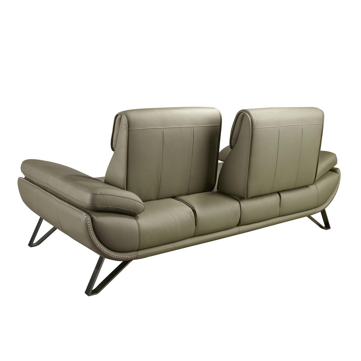 SOFA 2-Sitzer-Sofa aus olivgrünem Leder 205/127/95 cm - Chromfarben/Dunkelgrün, Leder/Metall (205/95/127cm) - ANGEL CERDA