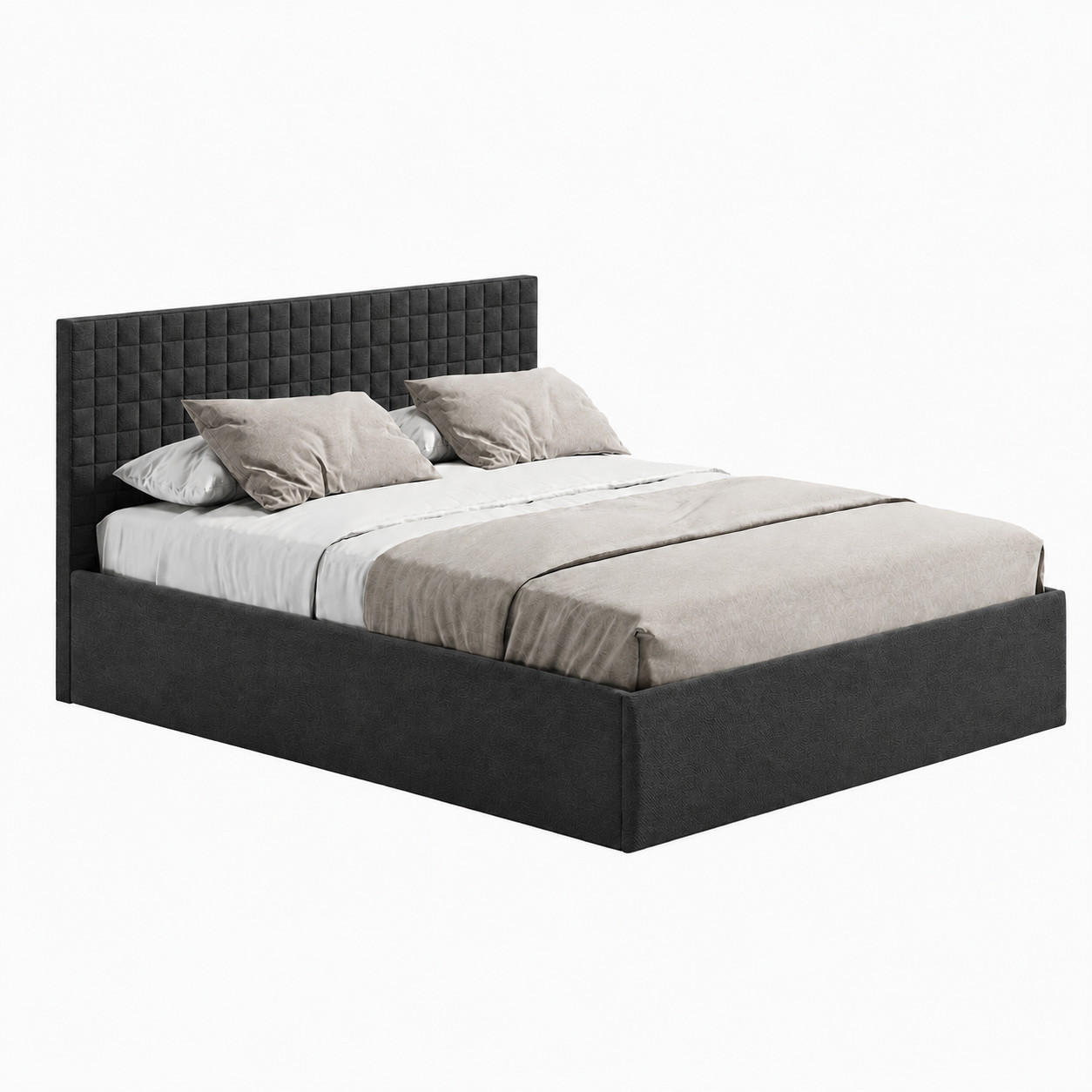 POLSTERBETT VARDO-Stoff H3 Matratze 160x200 cm in Schwarz - Schwarz, Textil (160/200cm) - Home Collective