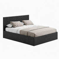 POLSTERBETT VARDO-Stoff H3 Matratze 160x200 cm in Schwarz - Schwarz, Textil (160/200cm) - Home Collective