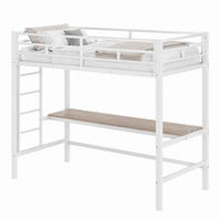 HOCHBETT mit Schreibtisch 90x200 cm Metall Weiß - Weiß, Metall (90/200cm) - Meubliv