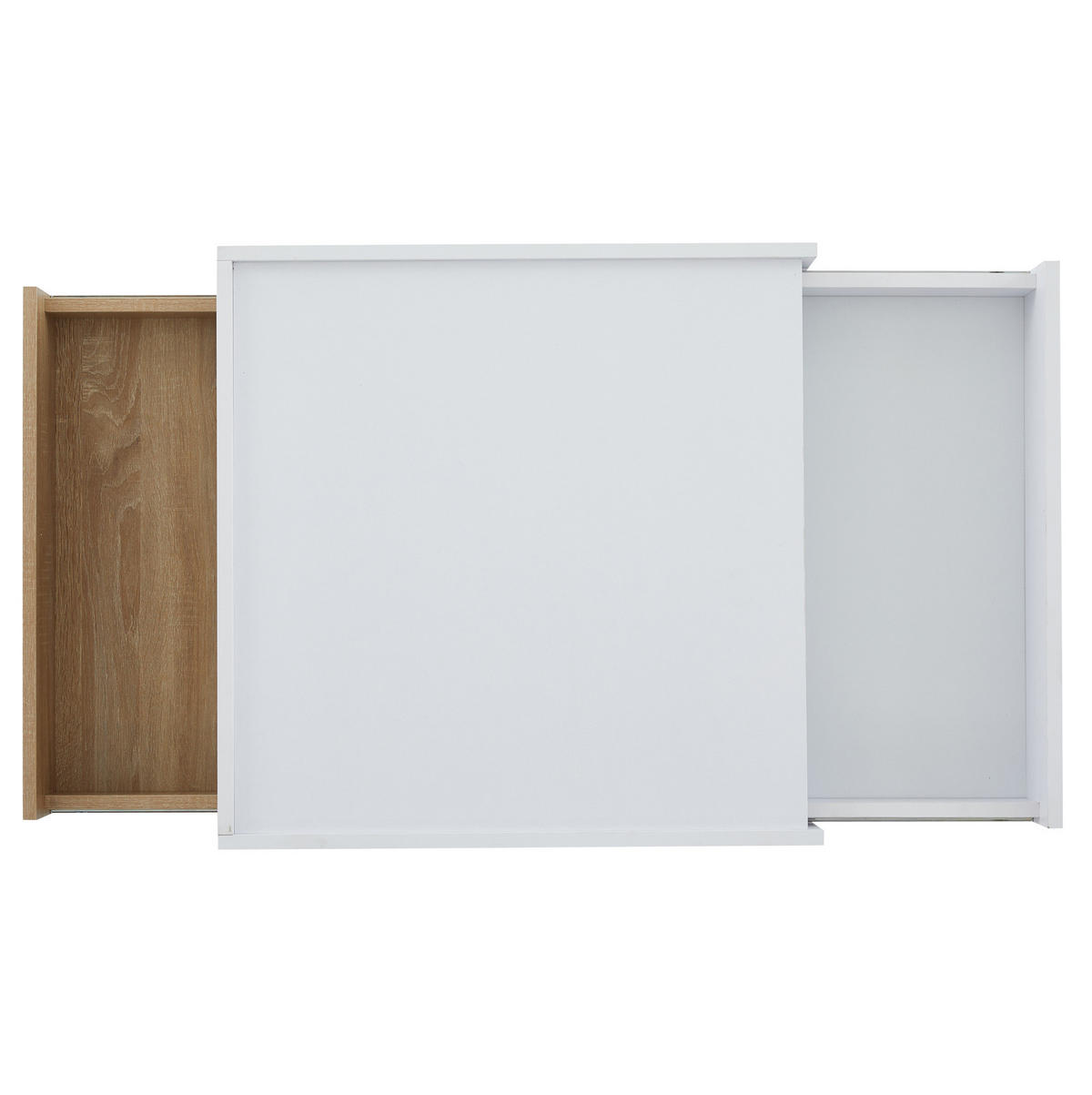 KLUBSKA miza, 60/60/38 cm, iverna plošča v beli in orehovi barvi, vrtljiva - bela, leseni material (60/60/38cm) - BEAOK