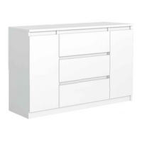 KOMMODE NUDO 138,5/78,2/39cm mit 3 Schubladen 2 Türen Weiß - Weiß, Holzwerkstoff (138.5/78.2/39cm) - MASSENO