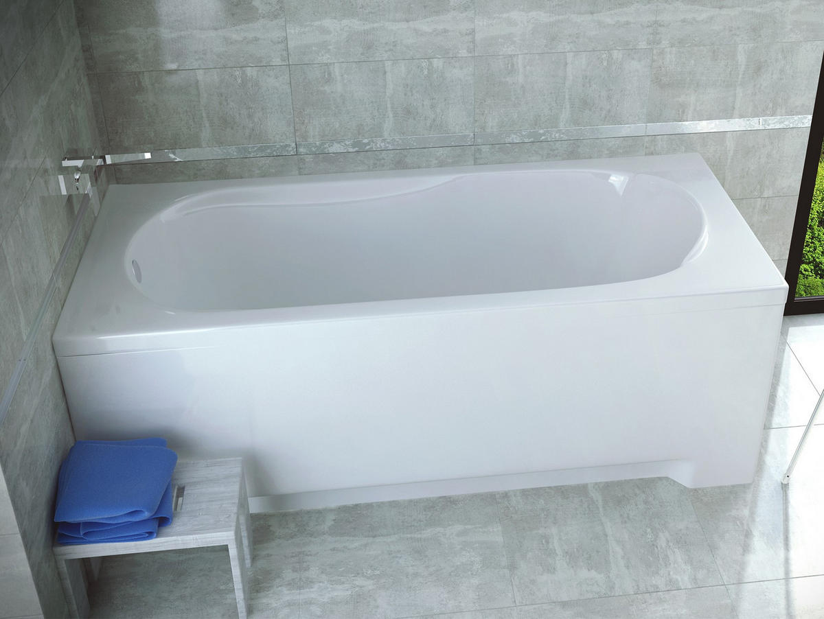 BADEWANNE Rechteck BONA 150/70 + Kopfstütze Ablauf Füße - Weiß, Kunststoff (70/53.5/150cm) - bad land