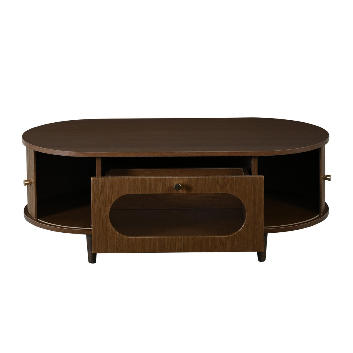 COUCHTISCH walnuss rolltür schublade stauraum - Walnussfarben, Holzwerkstoff (50/100/36cm) - Urban Meuble