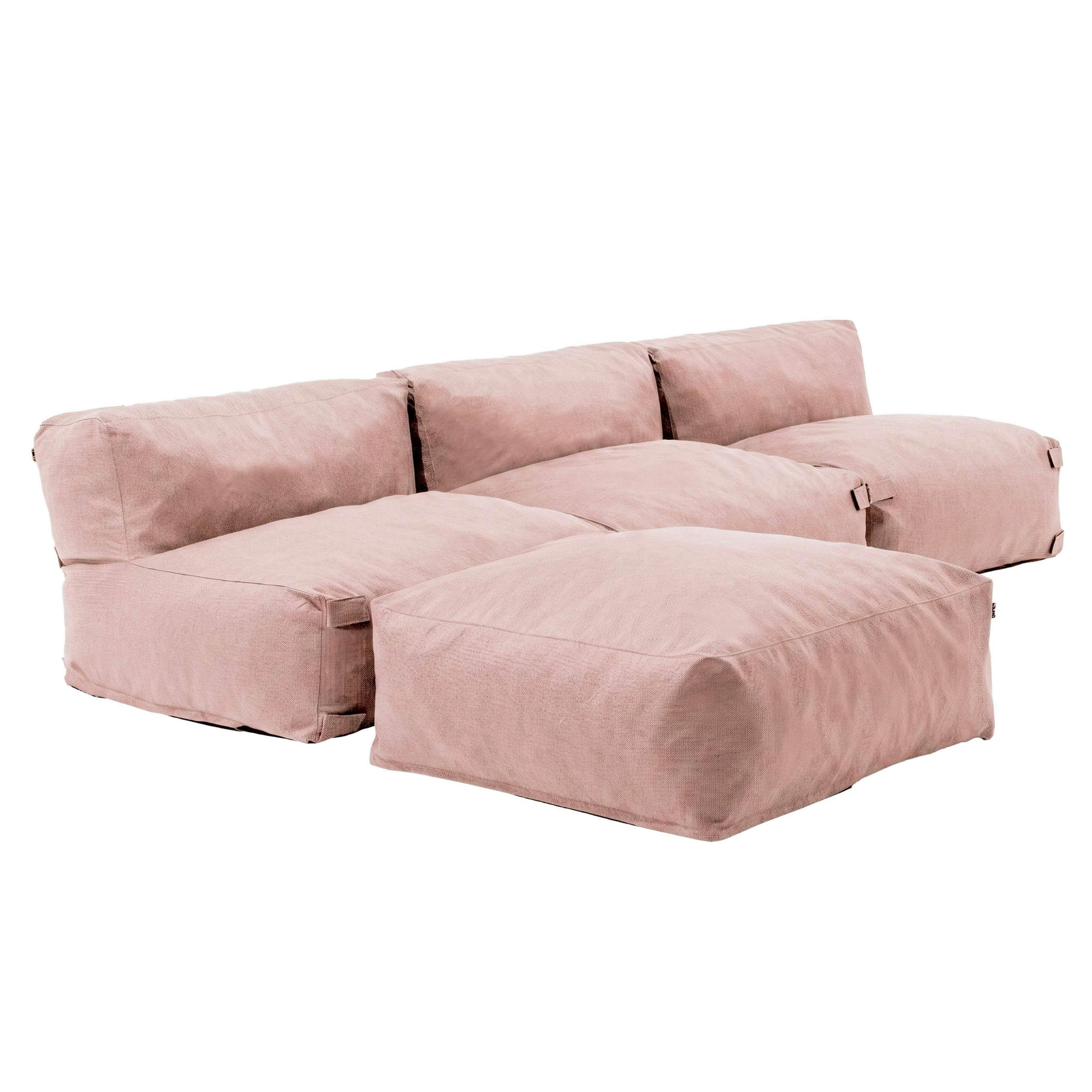 GARTENSOFA mit 4 Sitzplätzen, Puderrosa - Pink, Textil - Oviala