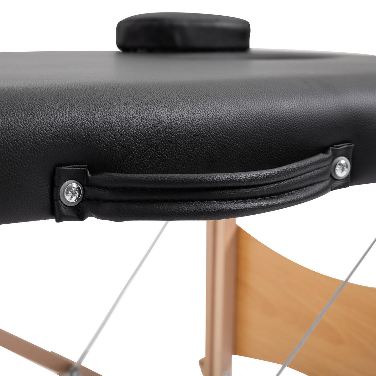 MASSAGELIEGE Mobiler Massagetisch Höhenverstellbar Kosmetik Bank Holz Schwarz - Schwarz, Kunststoff (60/58/186cm) - HOMCOM