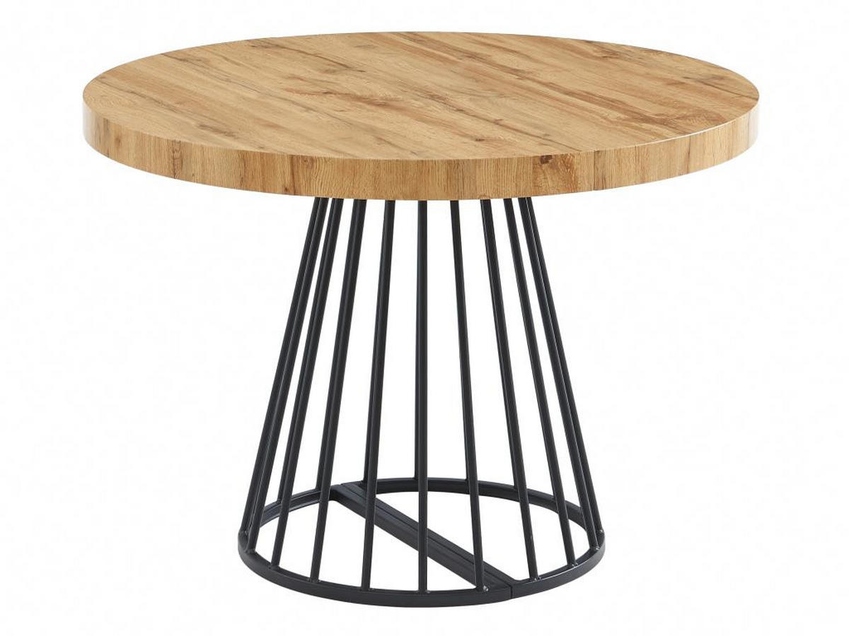 ESSTISCH ausziehbar - 2 bis 12 Personen - MDF & Stahl - Holzfarben & Schwarz - FIRELA - Schwarz, Holz (260/110/76cm) - Vente-Unique