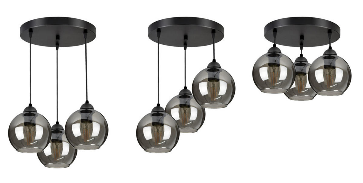 PENDELLEUCHTE HAGEN - Schwarz, Glas/Metall (40/40/70cm) - kiki design