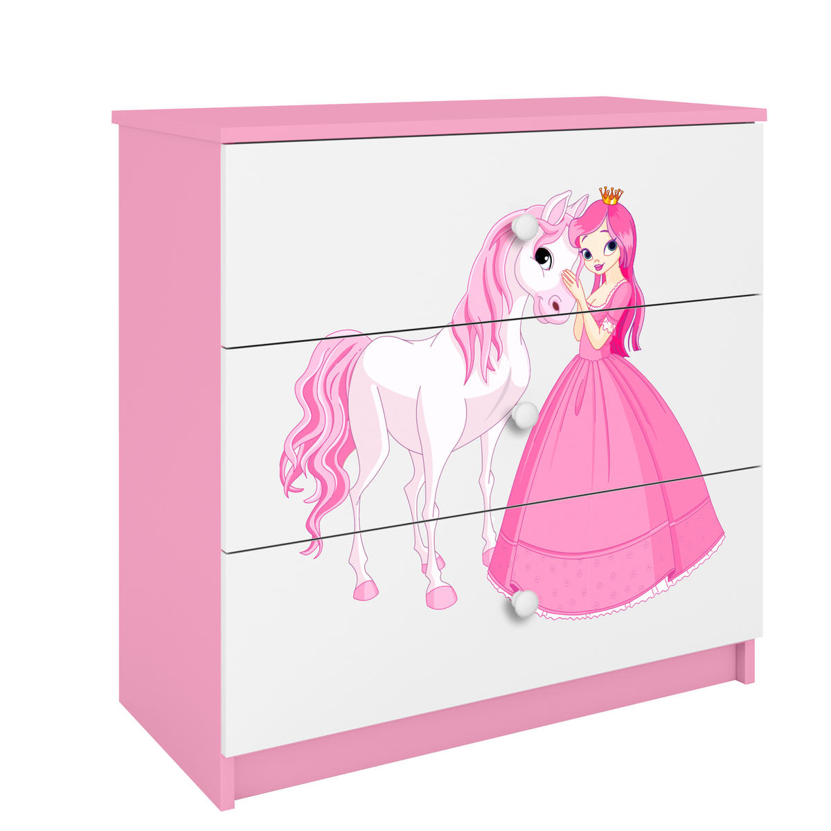 KOMMODE Babydreams Prinzessin Pferd 81/81/41 - Rosa, Holzwerkstoff (81/81/41cm) - RAUMHIRSCH FURNITURE