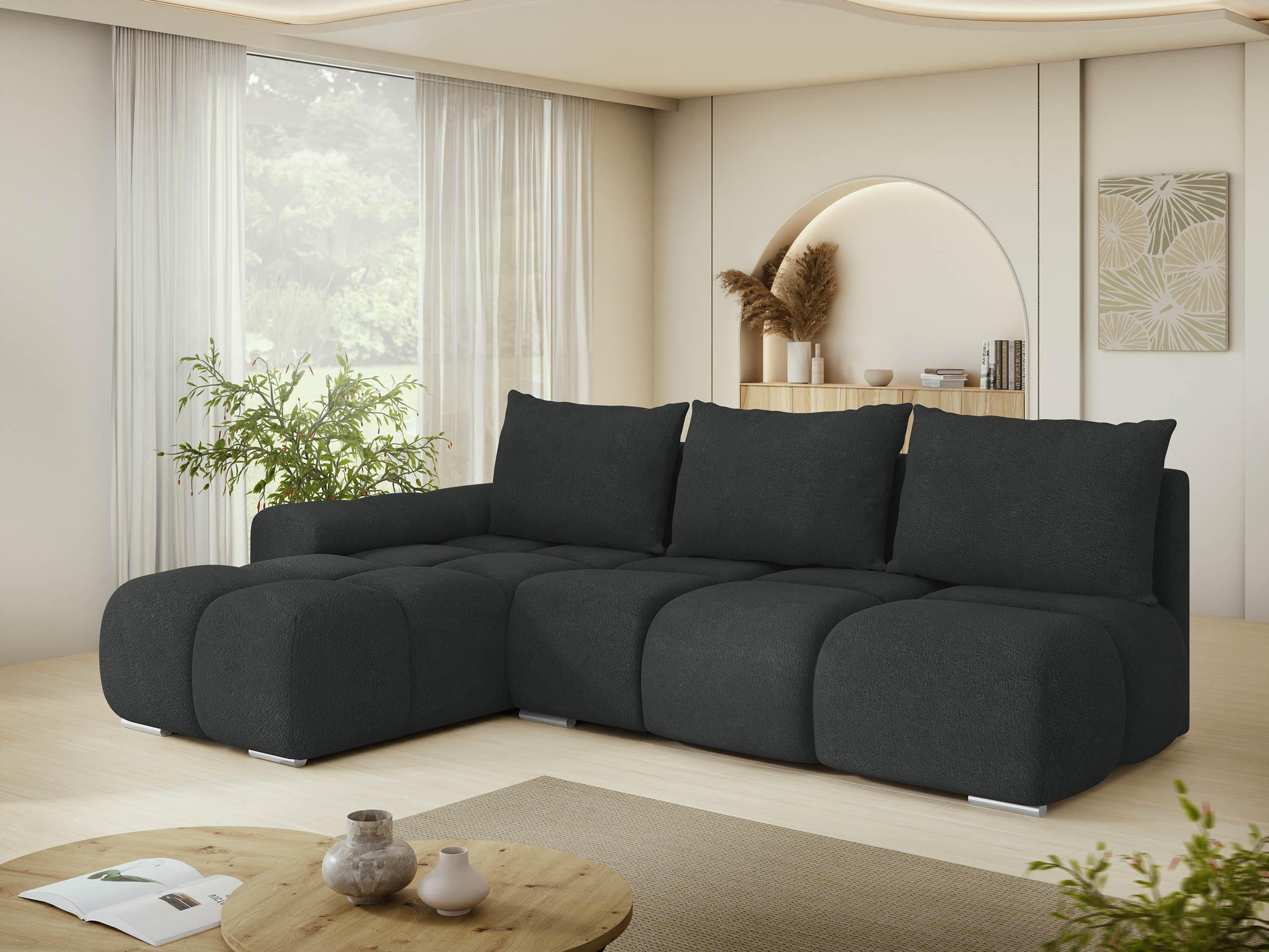 ECKSOFA Bestii, Seite: Links - Schwarz, Holz/Kunststoff (270/183cm) - MIRJAN24