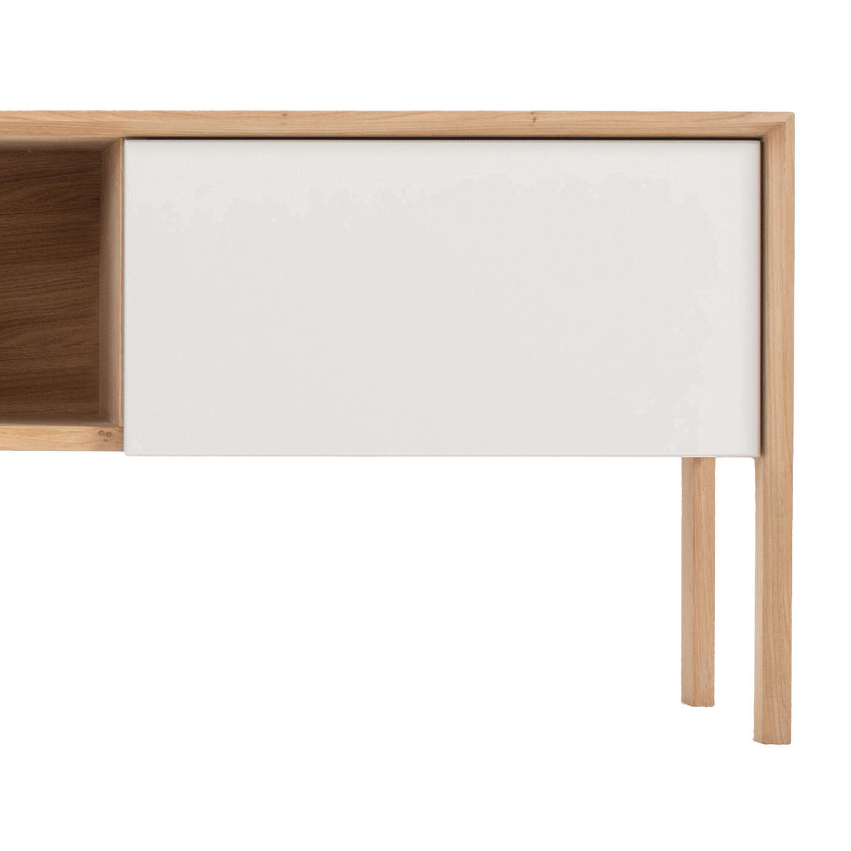 TV-LOWBOARD - Eiche teilmassiv - Mushroom Creme / Eiche Hell - Eichefarben/Creme, Holz/Holzwerkstoff (140/44/45cm) - home24