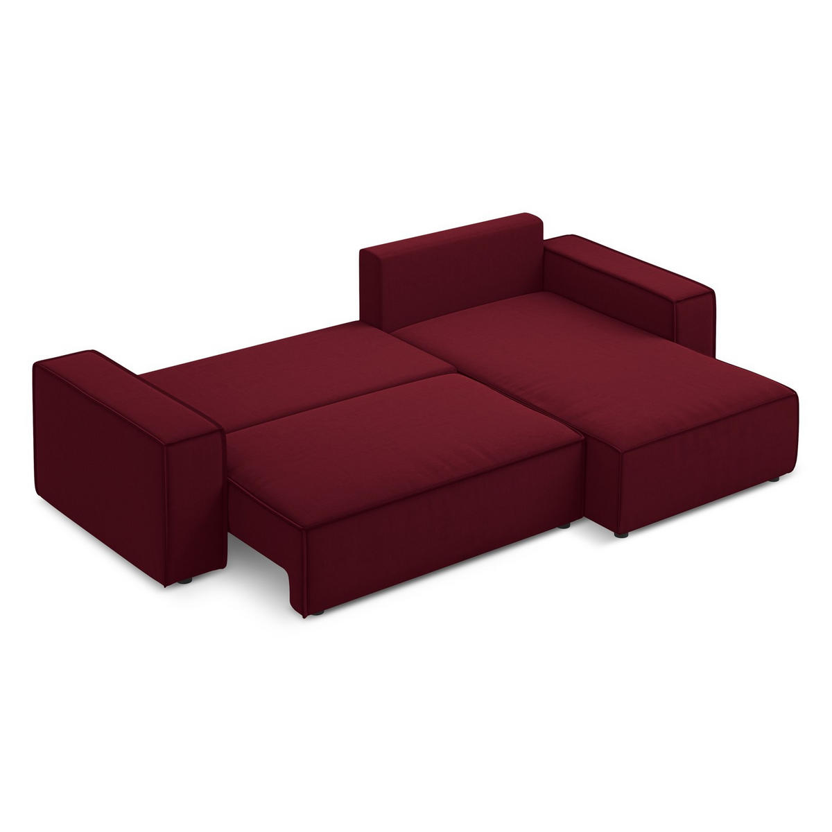 ECKSOFA mit Schlaffunktion Samt Stoff Rot - Bordeaux/Rot, Kunststoff/Textil (290/185cm) - LaMiaSofa
