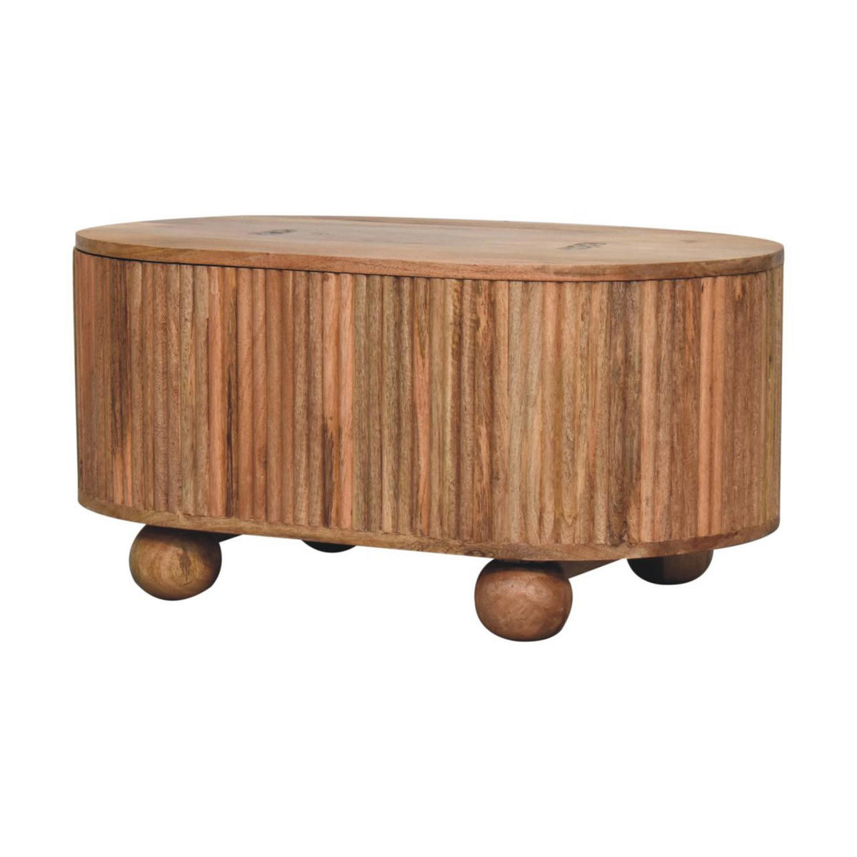 COUCHTISCH Massivholz Soba Kugel, Aufklappbarer Stauraum, Hellbraun - Hellbraun, Mangoholz/Holz (50/82/39cm) - Artisan Furniture