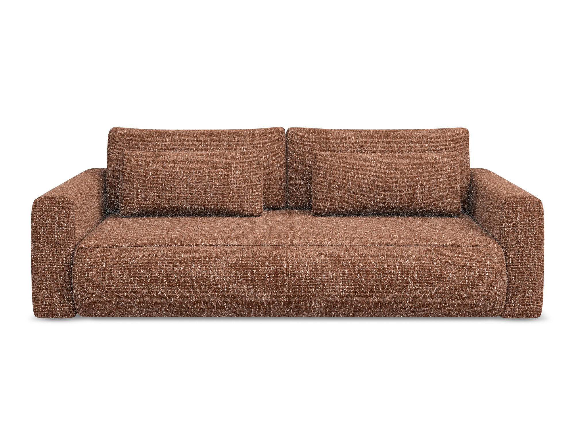 3-SITZER SOFA mit Schlaffunktion Strukturstoff Stoff Orange - Terra cotta/Schwarz, Kunststoff/Textil (238/82/105cm) - Makamii