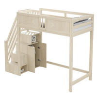 HOCHBETT aus 90x200 cm Naturholz mit austauschbarer Leiter, Stauraum und Sicherheitsumrandung - Naturfarben, Holzwerkstoff (90/190cm) - Modfu