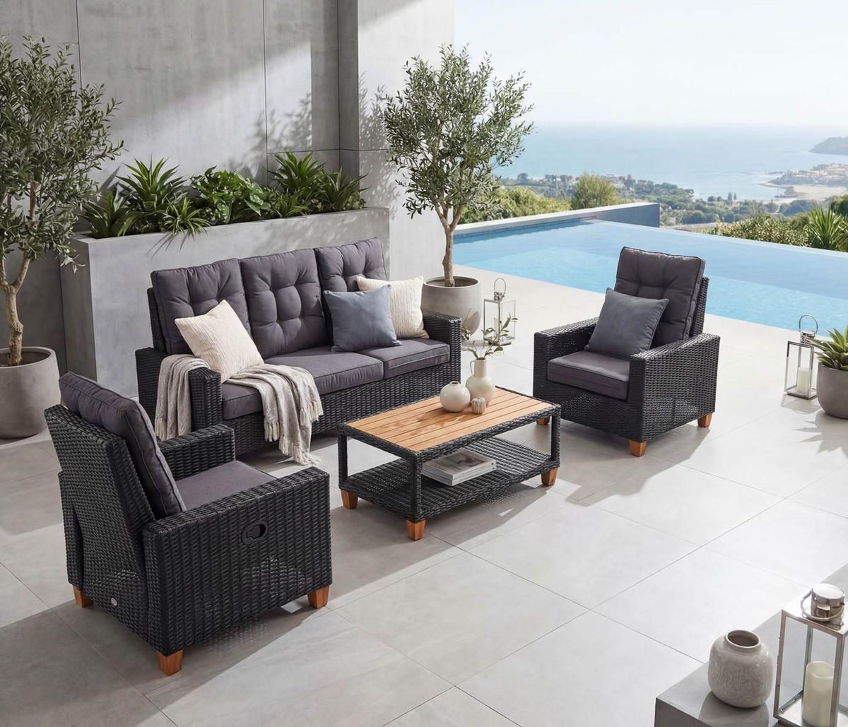 GARTENGARNITUR Anthrazit - Anthrazit, Kunststoff - MCW