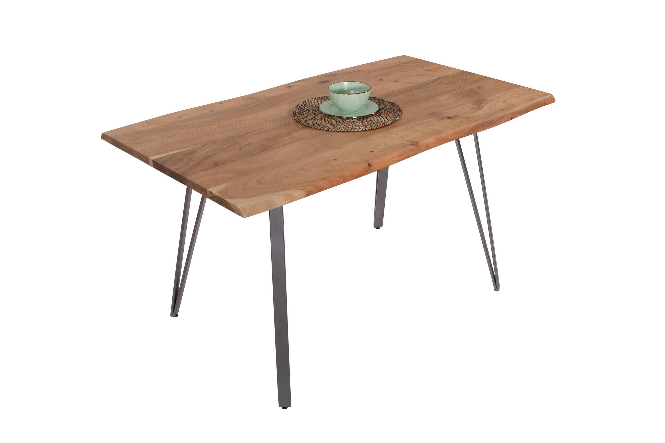 ESSTISCH CELIA - Beige/Silberfarben, Holz/Metall (80/140/77cm) - SAM