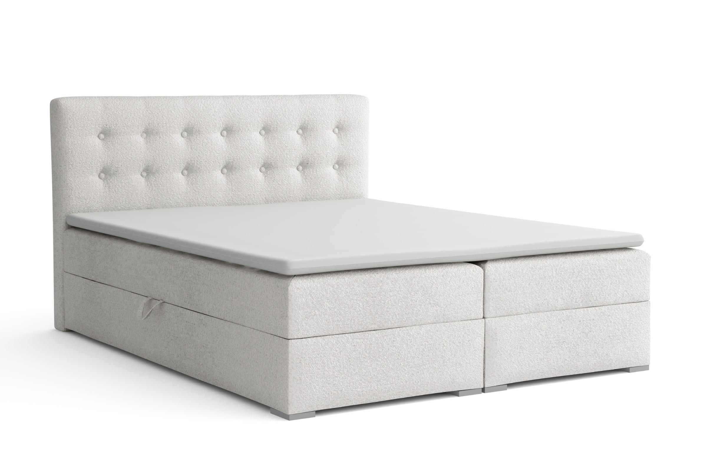 BOXBETT CYNTHIA LUX 140/200 in Boucle Weiß H4 - Weiß, Holzwerkstoff (140/200cm) - Deine Möbel 24