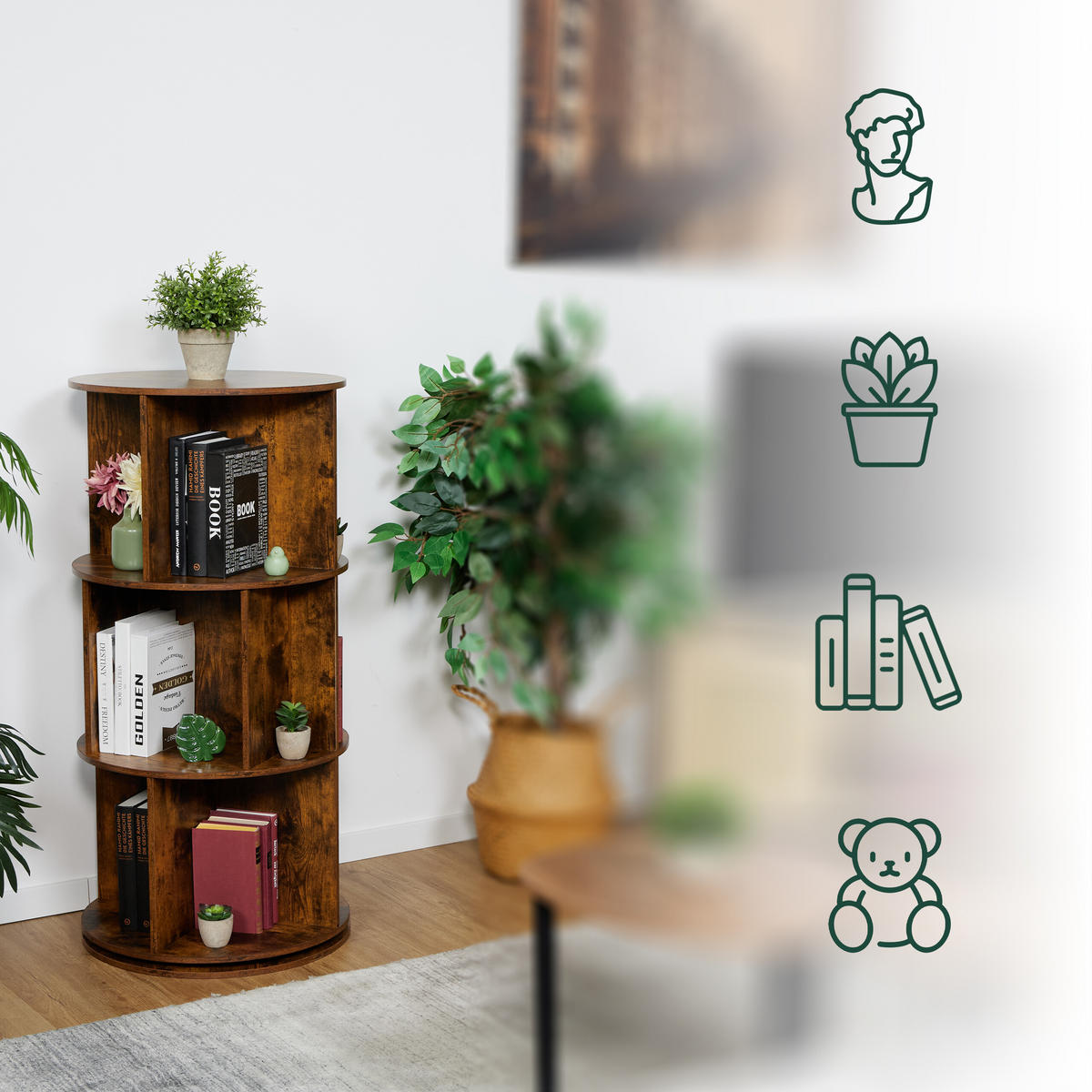 BÜCHERREGAL - Braun, Holzwerkstoff/Metall (50/104/50cm) - Relaxdays