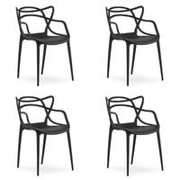 ESSZIMMERSTUHL 4-er Set KATO schwarzer Sitz - Schwarz, Kunststoff (54/82.5/55cm) - Valora