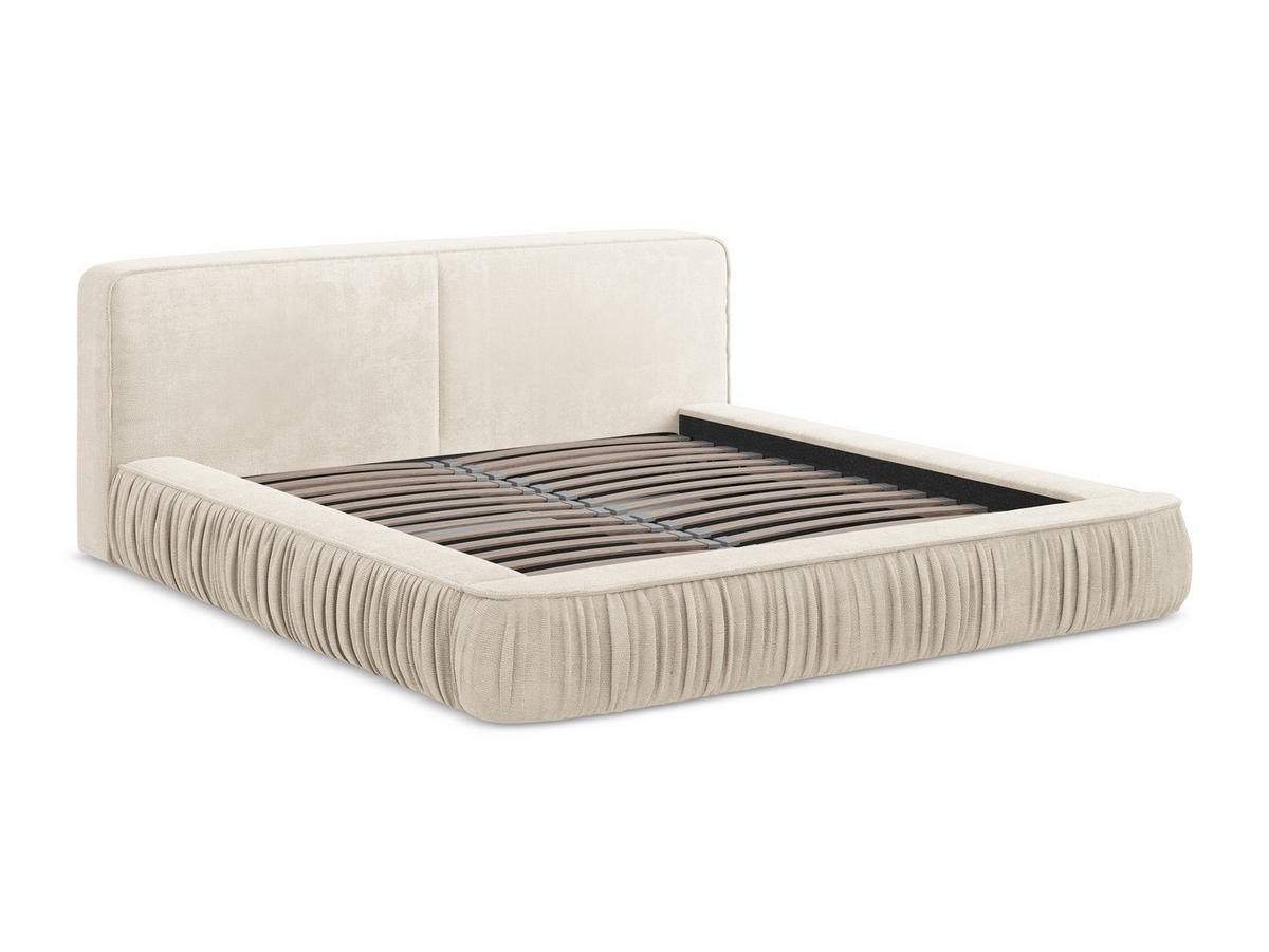 POLSTERBETT mit Bettkasten und Lattenrost 198x238 Beige - Beige/Creme, Kunststoff/Textil (160/200cm) - Makamii