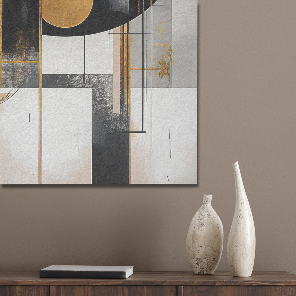 AKUSTIKPANEEL Abstrakt - Gold - Silber - Formen - Ästhetisch - Modern 60x80 cm - Goldfarben, Textil (60/0.9/80cm) - MuchoWow
