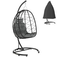 HÄNGESESSEL DE-06710 wetterbeständig, inkl. Polster, klappbar Dunkelgrau - Schwarz, Kunststoff/Metall (102/195/102cm) - ComfortXL