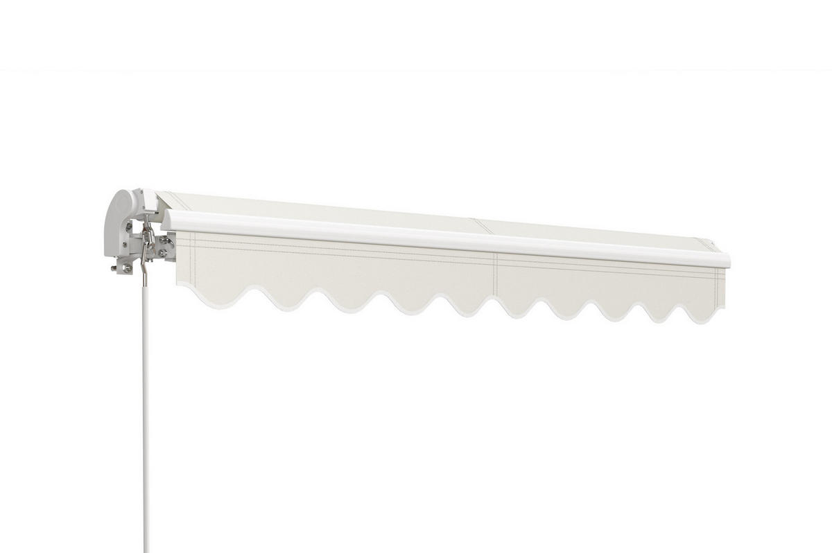 MONOBLOCK-MARKISE VECCHIO Weißes Gestell - leinwand Beige 2,5x2m - Premium-Leinwand 320g/m² - Beige, Metall (304/218/200cm) - Cazeboo