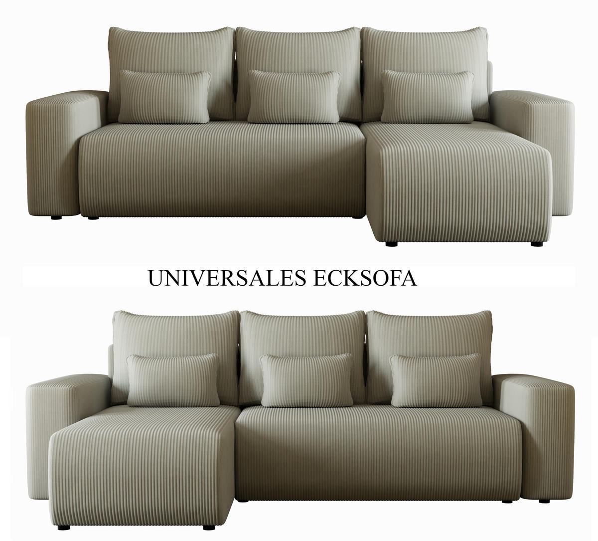 ECKSOFA Travis mit Bettkasten und Schlaffunktion, L-Form, Cord, Universal - Grau, Holzwerkstoff (248/148cm) - 4ALL HOME