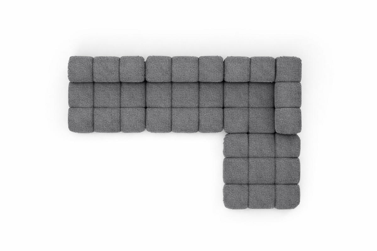 ECKSOFA L-Form Modulare, Bouclé-Stoff Abriamo, Dunkelgrau, Rechts, Selia - Dunkelgrau, Holz (285/160cm) - Kaiser Möbel