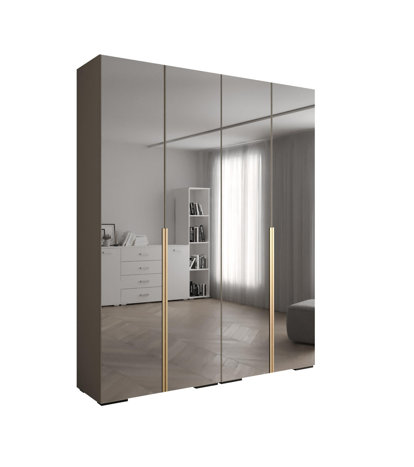 Abiks Möbel Drehtürenschrank Kaschmir, Gold 200x236.7x47 cm