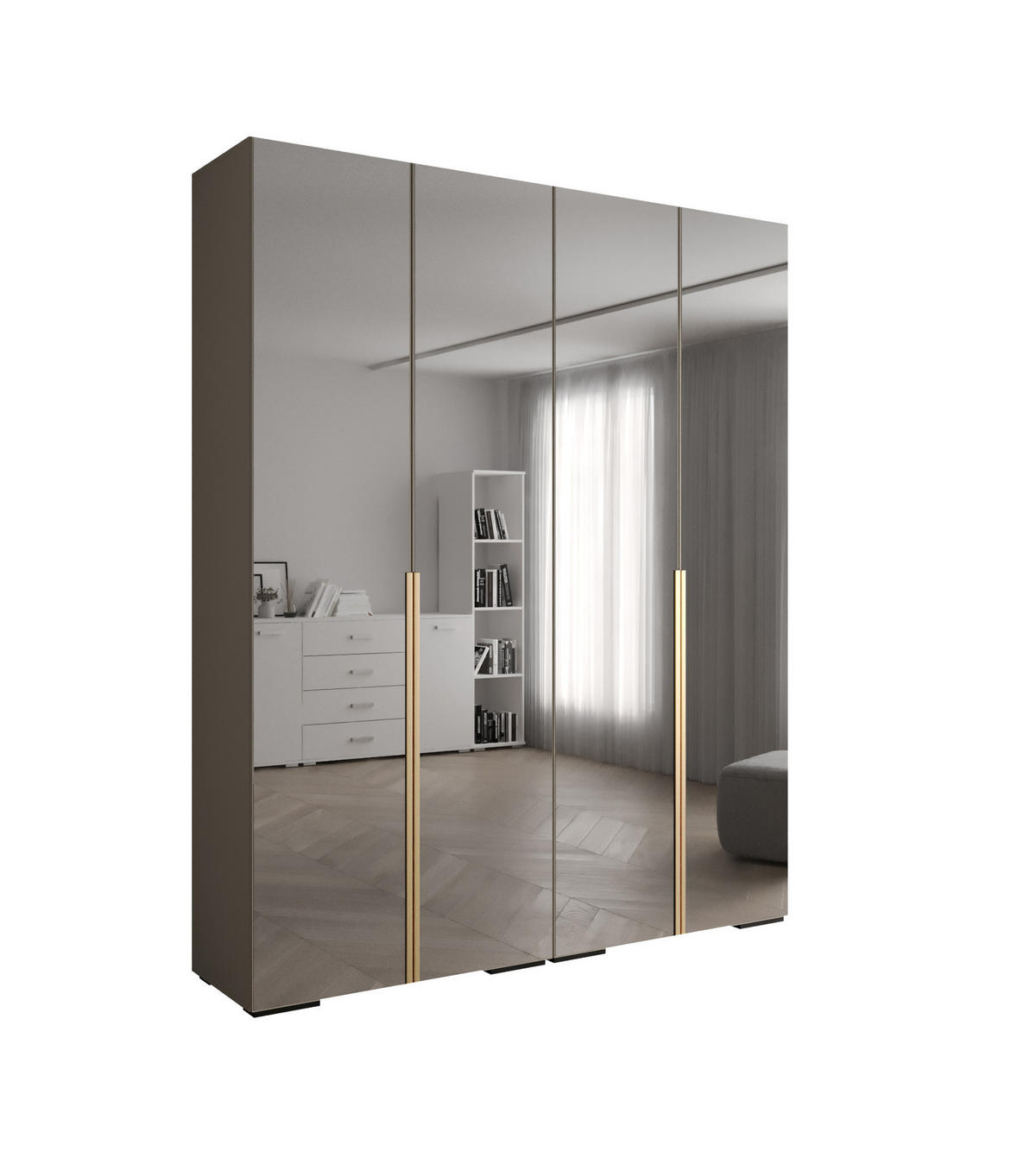 DREHTÜRENSCHRANK 236.7/200/47 4-türig - Kaschmir/Goldfarben, Holz/Metall (200/236.7/47cm) - Abiks Möbel