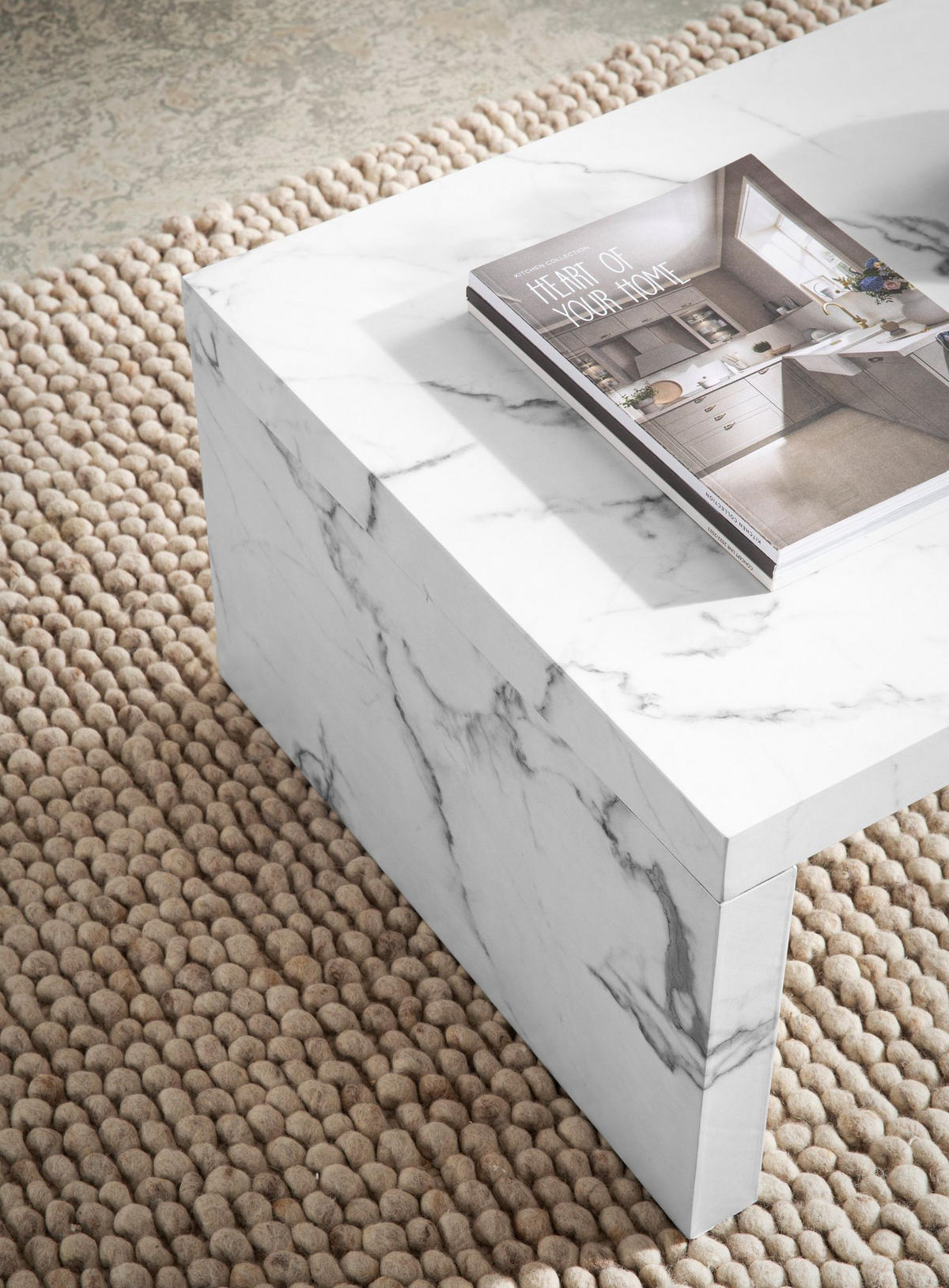 COUCHTISCH in Beton-Optik, zeitloses Design, rechteckig, schlicht, Weiß 110x55x35 cm - Weiß, Holzwerkstoff (55/110/35cm) - KADIMA DESIGN