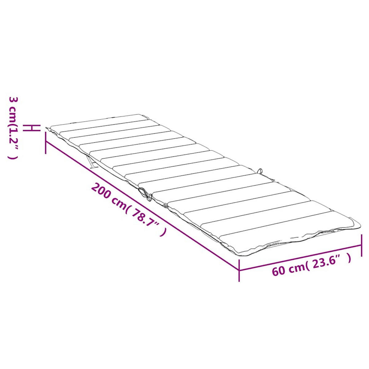 SONNENLIEGEN-AUFLAGE Weinrot 200/60/3 Cm Oxford-Gewebe - Weinrot, Textil (60/3/200cm) - vidaXL