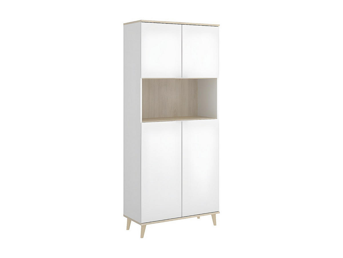 BUFFETSCHRANK - 79.6 cm x 40 cm - holz - naturfarben hell, weiß Wajdi - Weiß, Holz (79/188/40cm) - Vente-Unique