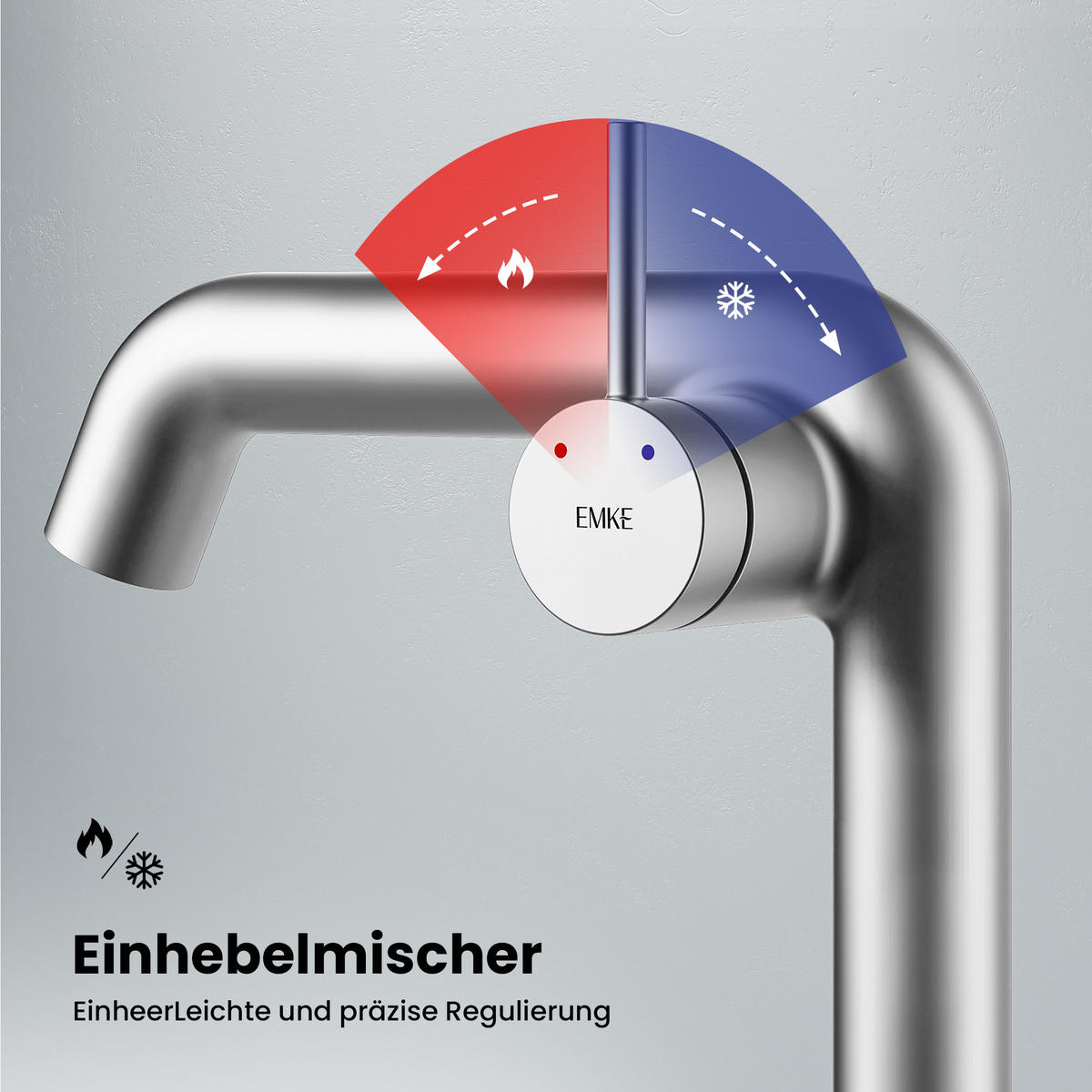 WASCHTISCHARMATUR Ventilkernzertifizierung Chrom 15cm - Chromfarben, Metall (20/7.6/22.2cm) - EMKE