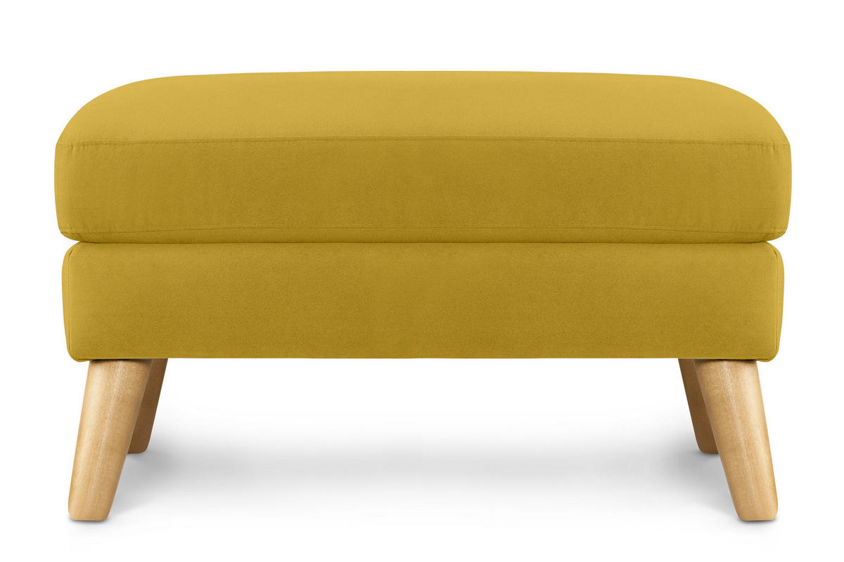 SITZHOCKER TAGIO Pouffe, gelb - Gelb/Braun, Buchenholz/Textil (65/46/80cm) - KONSIMO®