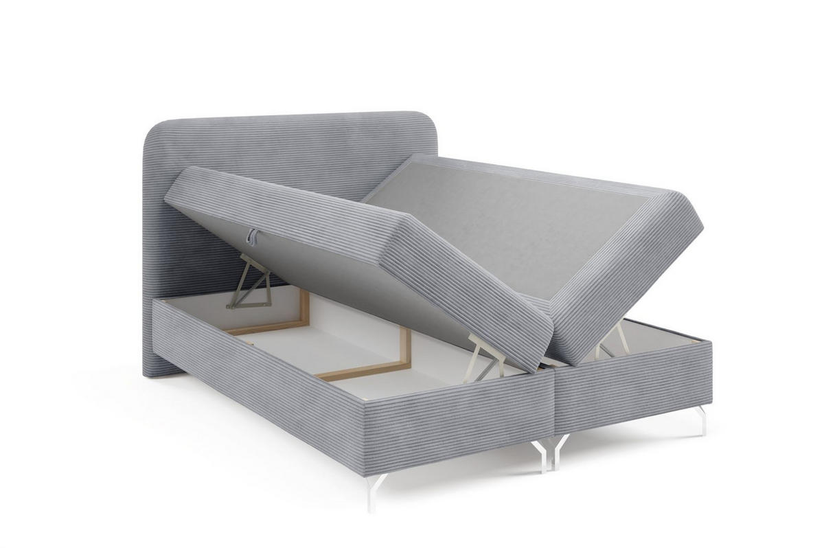 BOXBETT Emilio - Grau, Holzwerkstoff/Textil (140/200cm) - Fun Möbel