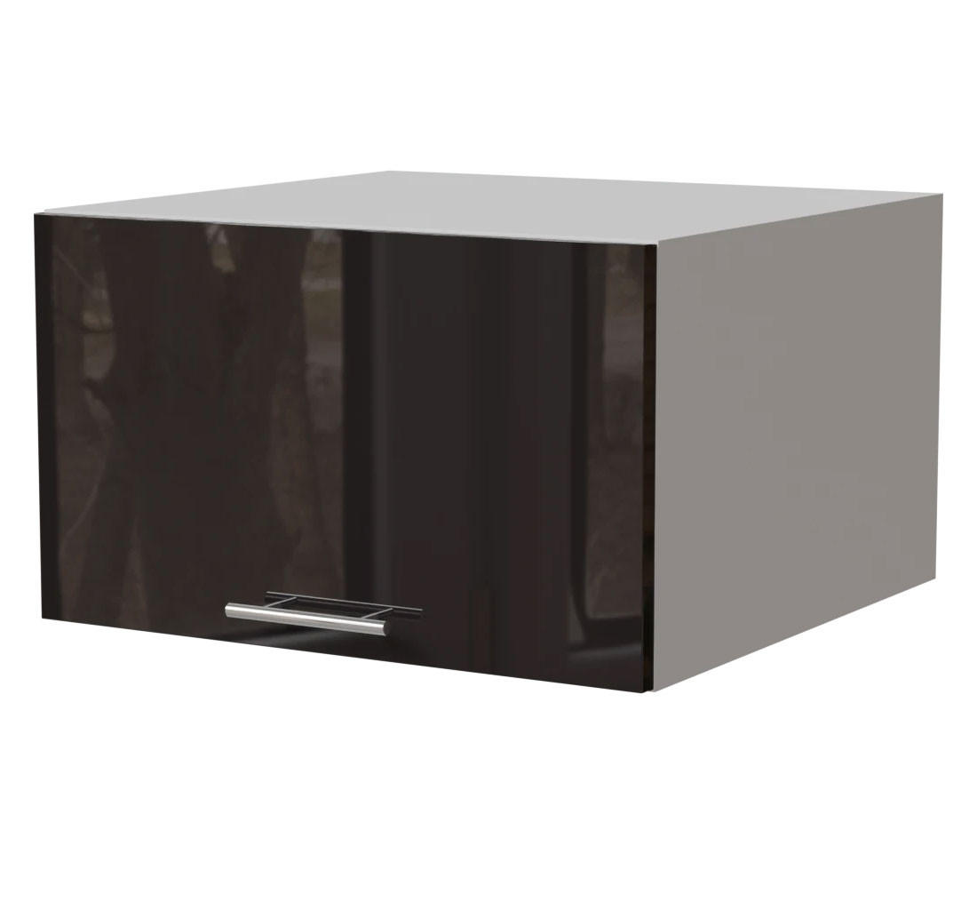 AUFSATZSCHRANK Essen W6B/60 Schwarz Hochglanz / Weiß Matt 60 / 59 / 36cm - Schwarz Hochglanz/Schwarz, Holz/Holzwerkstoff (60/36/59cm) - Feldmann-Wohnen