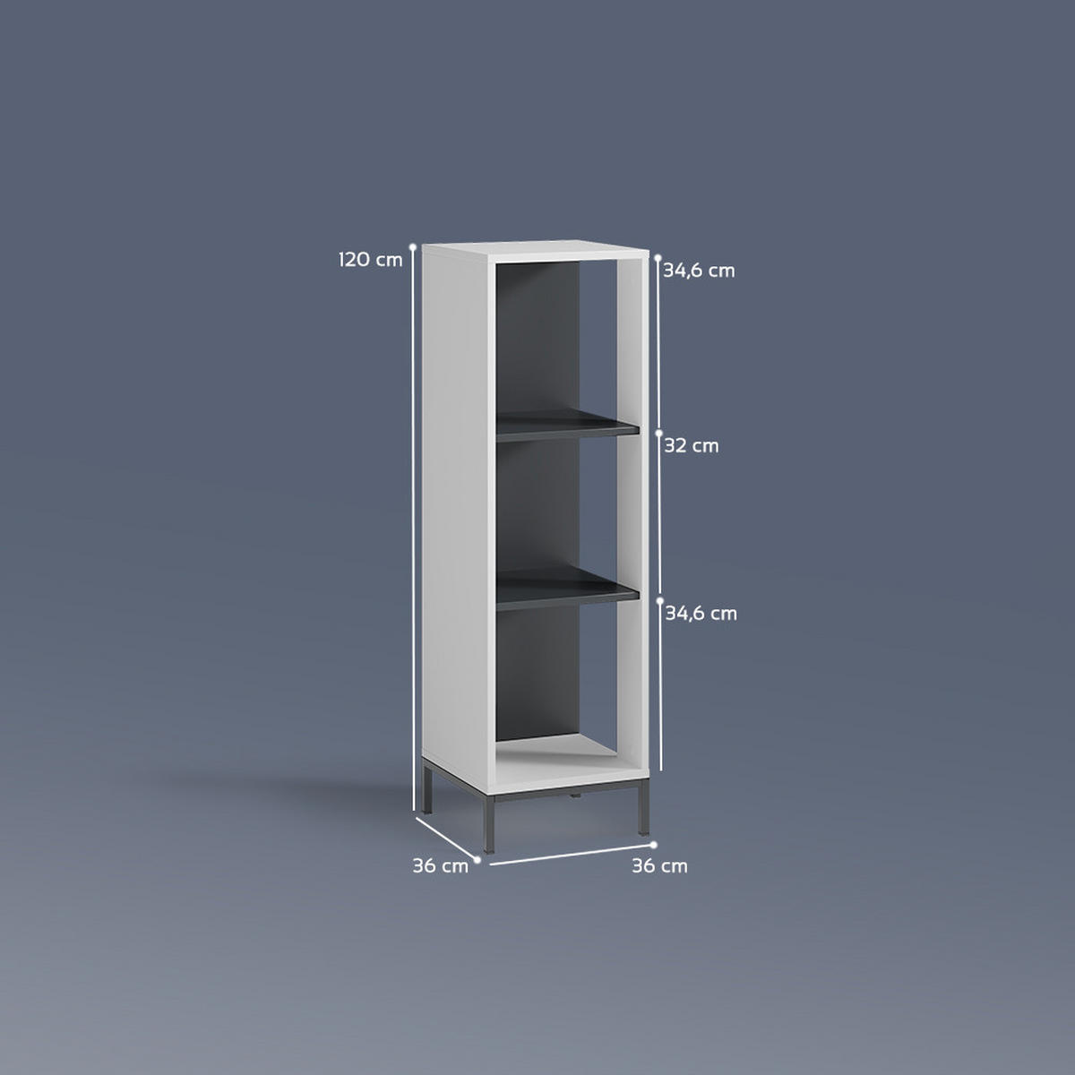 BÜCHERREGAL Aterno Weiß mit 3 Fächern - Weiß, Holzwerkstoff (36/120/36cm) - Livinity®