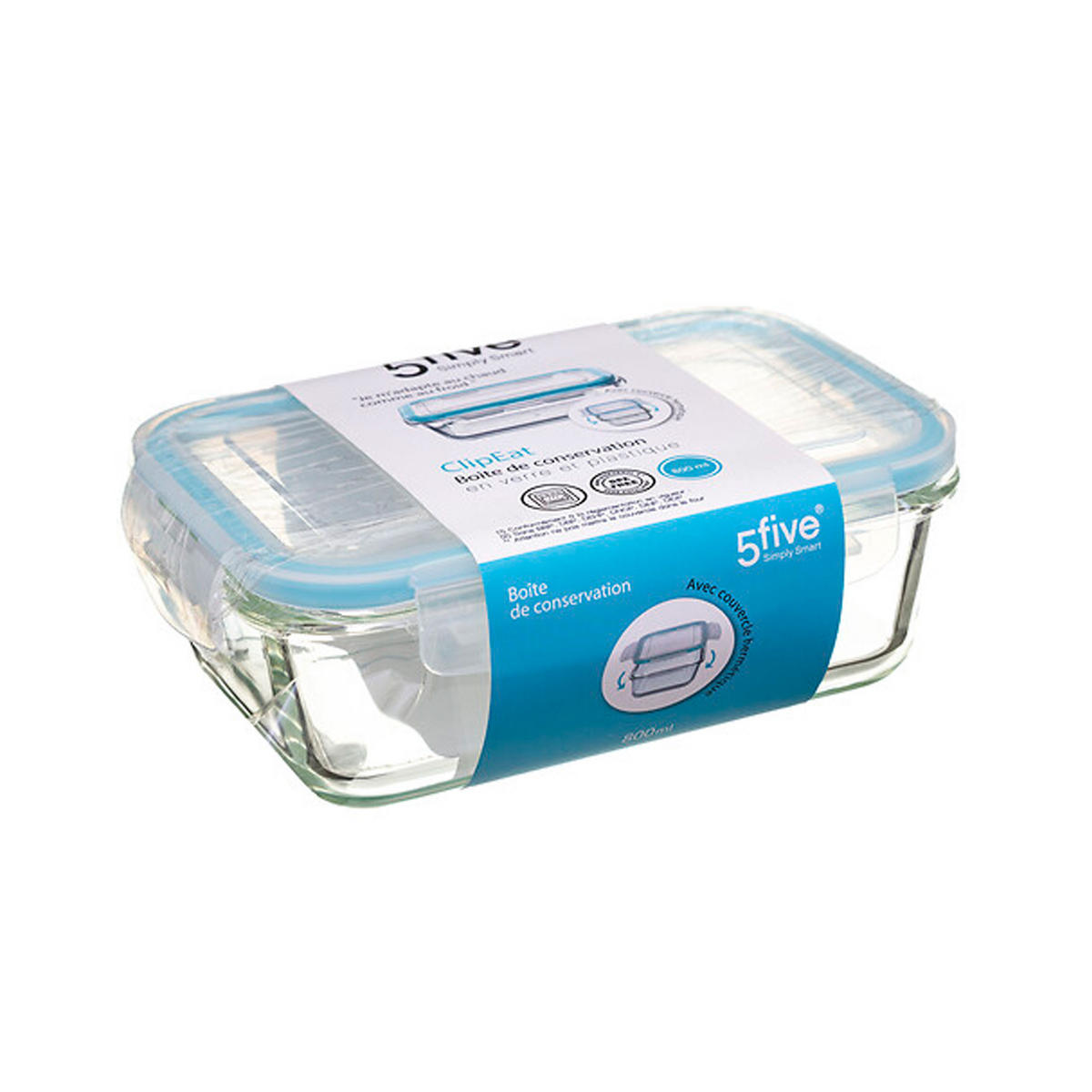 FRISCHHALTEDOSE Clipeat, Glas, Kunststoff, Blau, 800 ml - Blau, Glas (13.5/6.9/19.2cm) - 5five Simply Smart