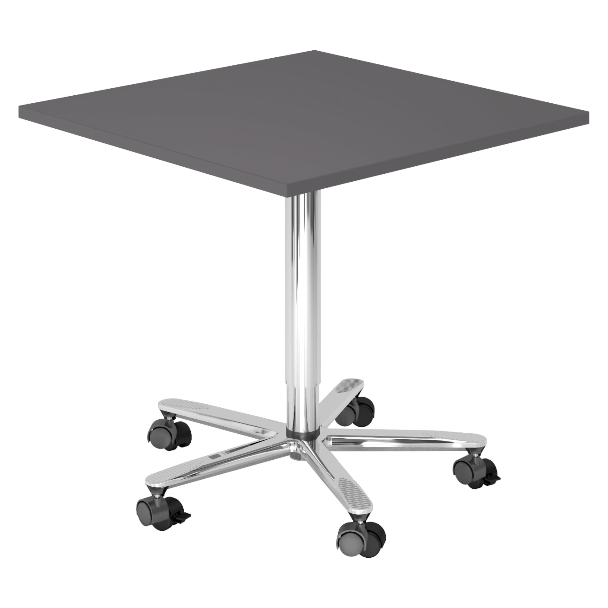 SÄULENHUBTISCH eckig ST 80/80/74 cm in Graphitfarben/chrom - Chromfarben/Graphitfarben, Holzwerkstoff (80/80/74cm) - bümö