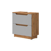 WASCHBECKENUNTERSCHRANK Lotta Eiche/grau gestreift 59.8 x 62.5 cm mit 2 Schubladen - Eichefarben/Grau, Holzwerkstoff (59.8/62.5/32cm) - Vicco