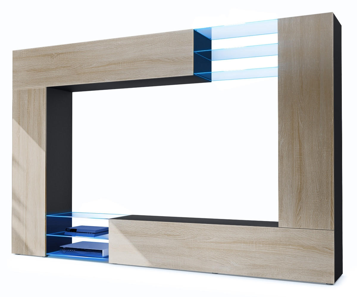 Vladon Wohnwand Eiche San Remo 262x182.5x39 cm